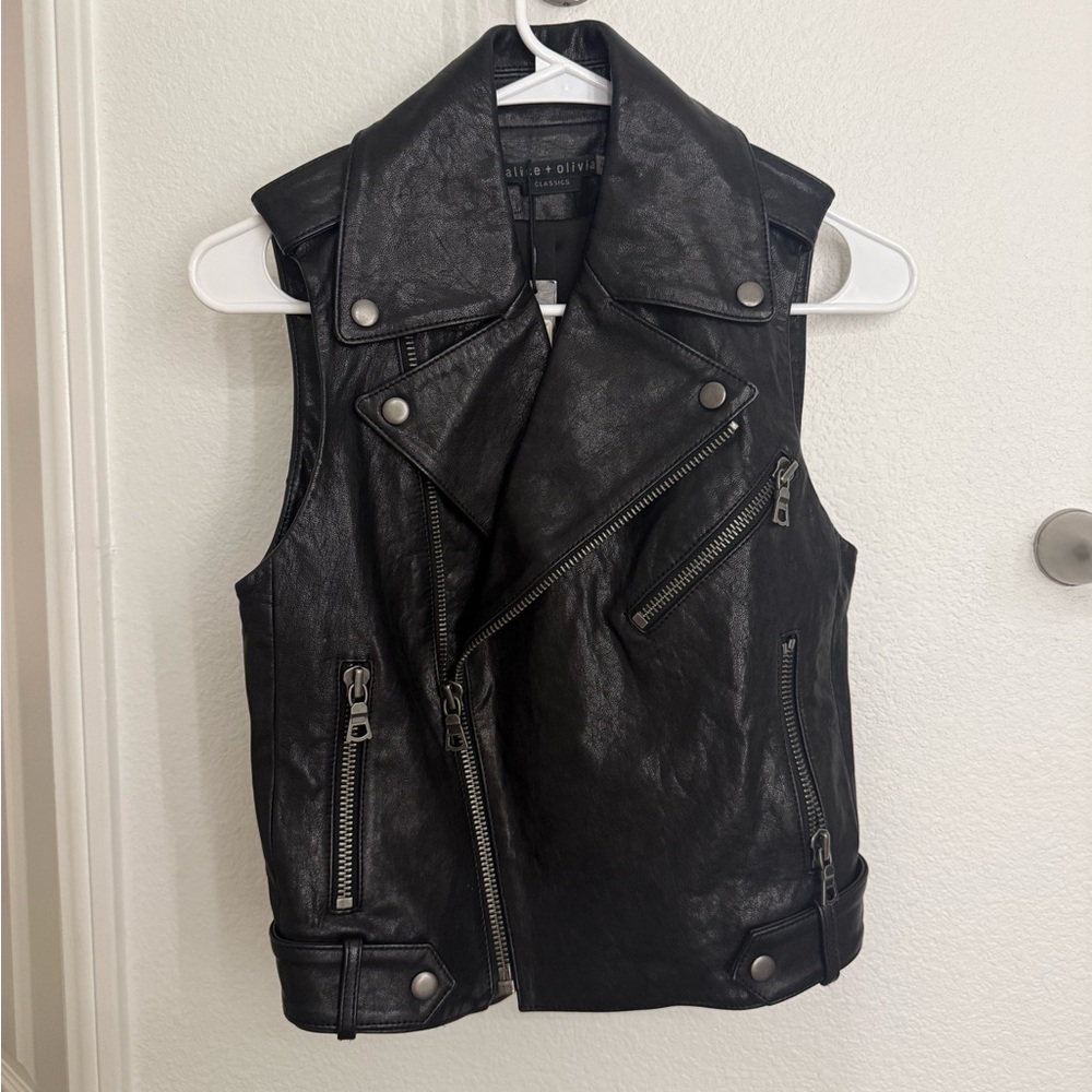 Alice + Olivia Moto Leather Vest